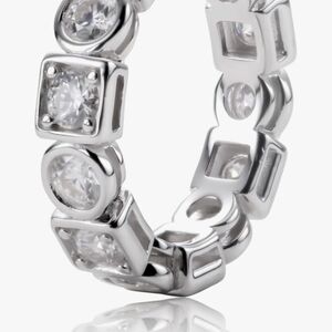 Elegant Sterling Silver 18Kt Gold Plated Moissanite Women's Ring